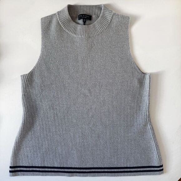 Rag & Bone Alanna Merino Wool Rib Knit Sleeveless Sweater M - Picture 1 of 4